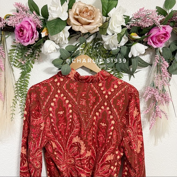 New Free People Abigail Boho Paisley Bell New Sleeves Blazer - Picture 6 of 8